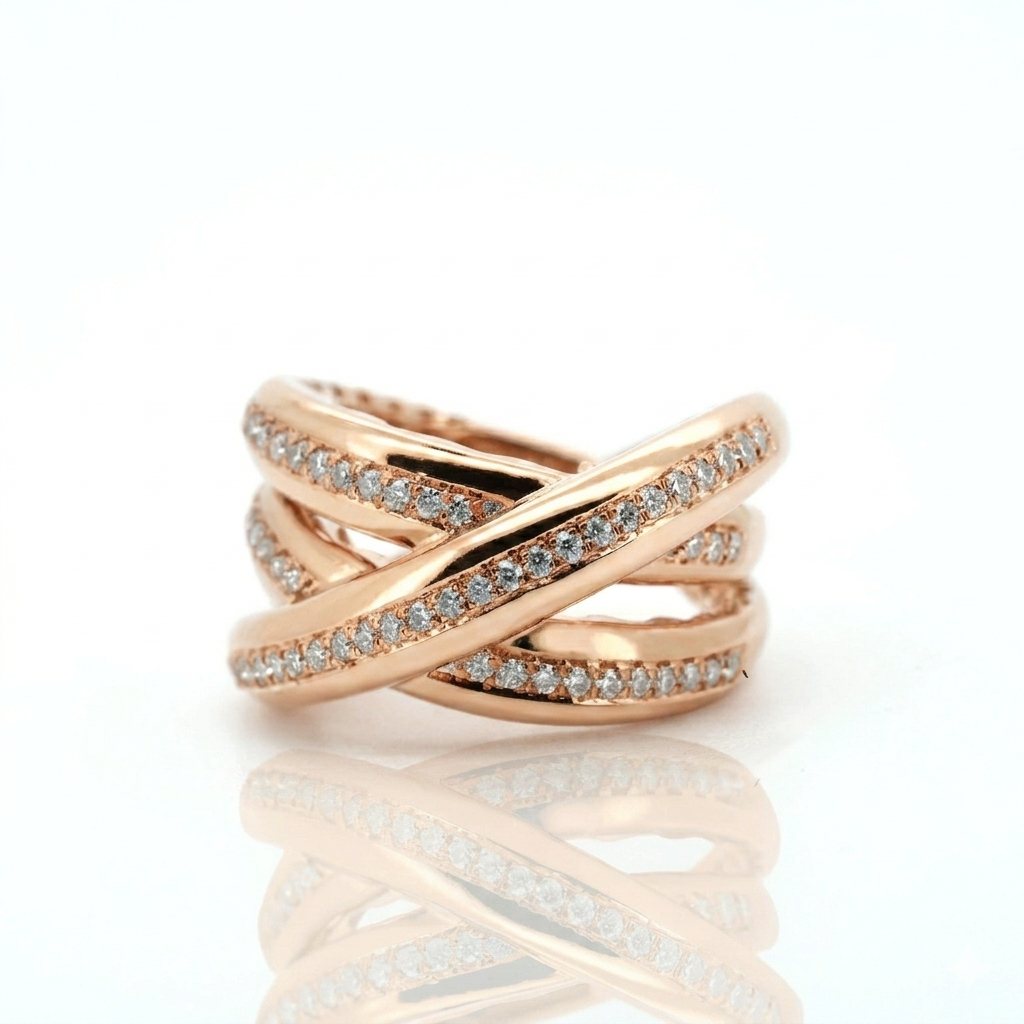 Statement Criss-Cross Moissanite Ring – 925 Sterling Silver