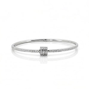 Rondelle Barrel Bangle | Moissanite & 925 Silver