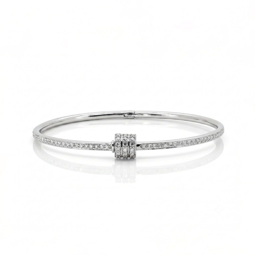 Rondelle Barrel Bangle | Moissanite & 925 Silver