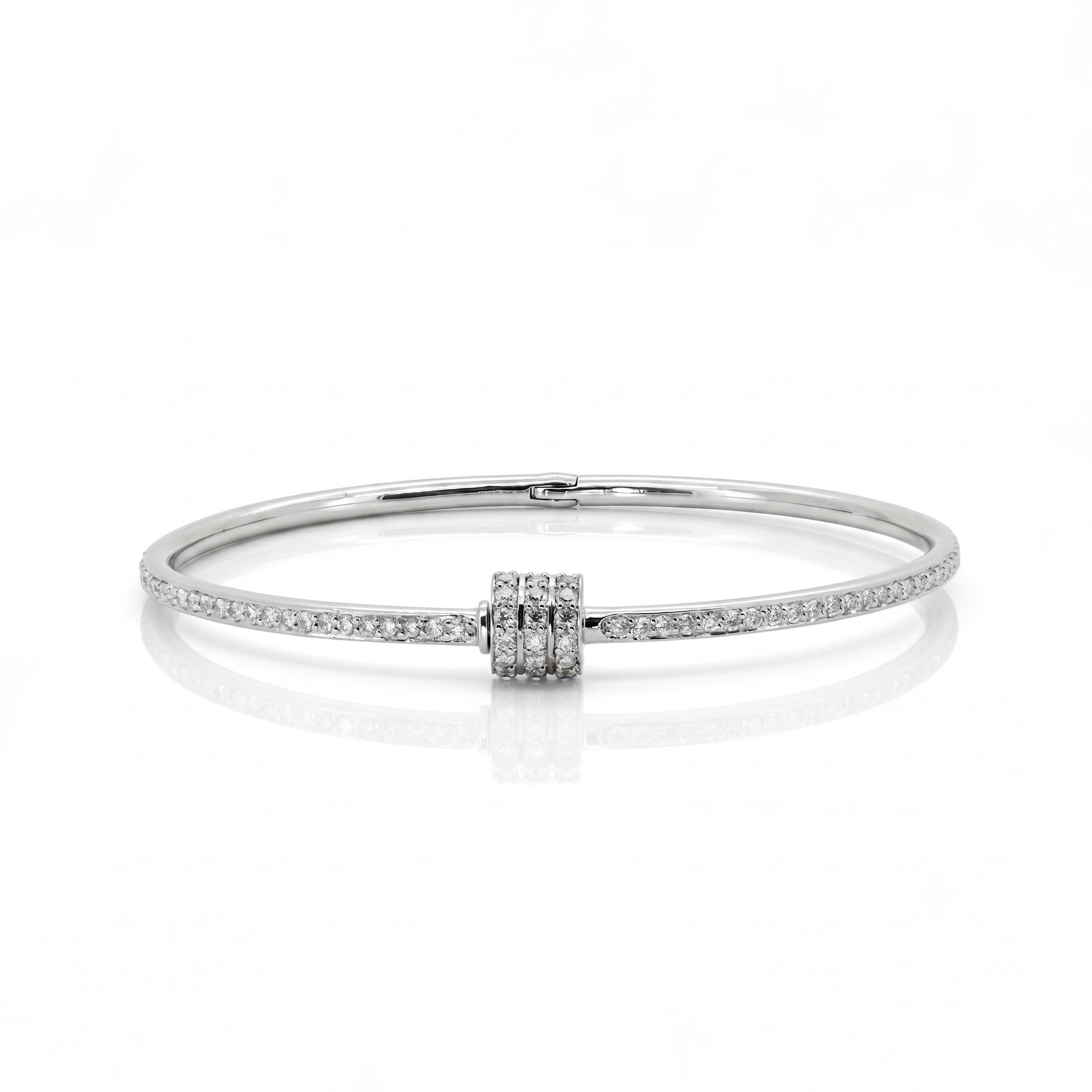Rondelle Barrel Bangle | Moissanite & 925 Silver
