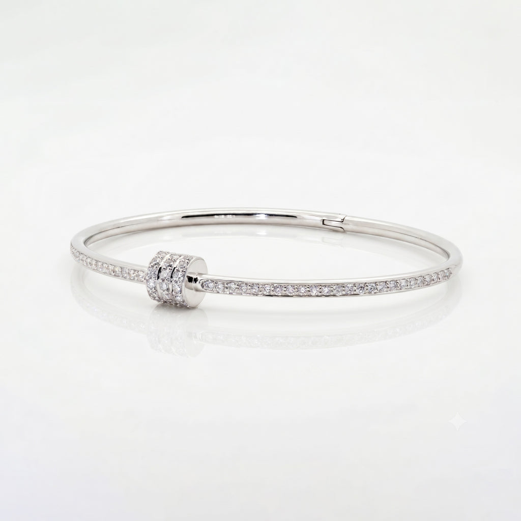 Rondelle Barrel Bangle | Moissanite & 925 Silver