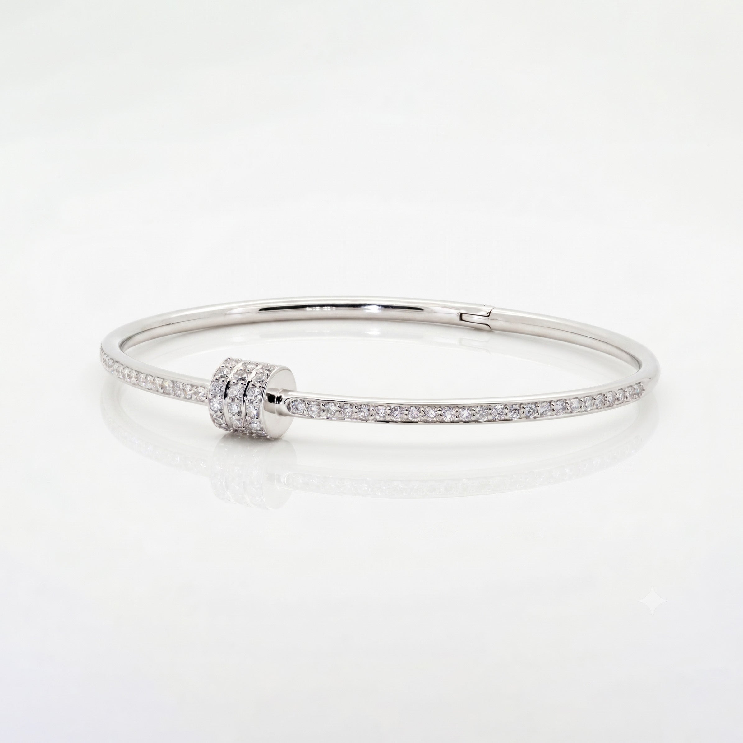 Rondelle Barrel Bangle | Moissanite & 925 Silver