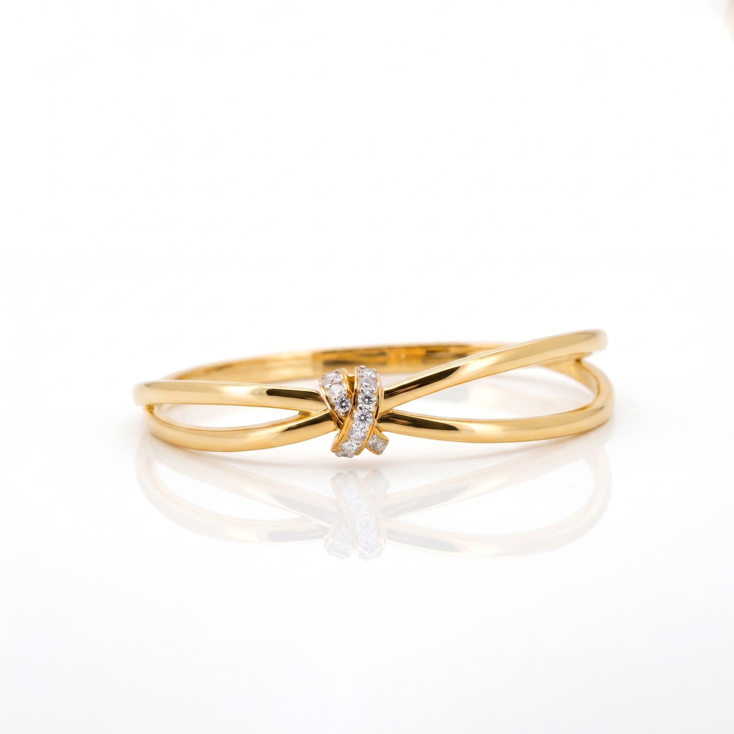 Twisted Love Knot Bangle | 925 Sterling Silver & Moissanite