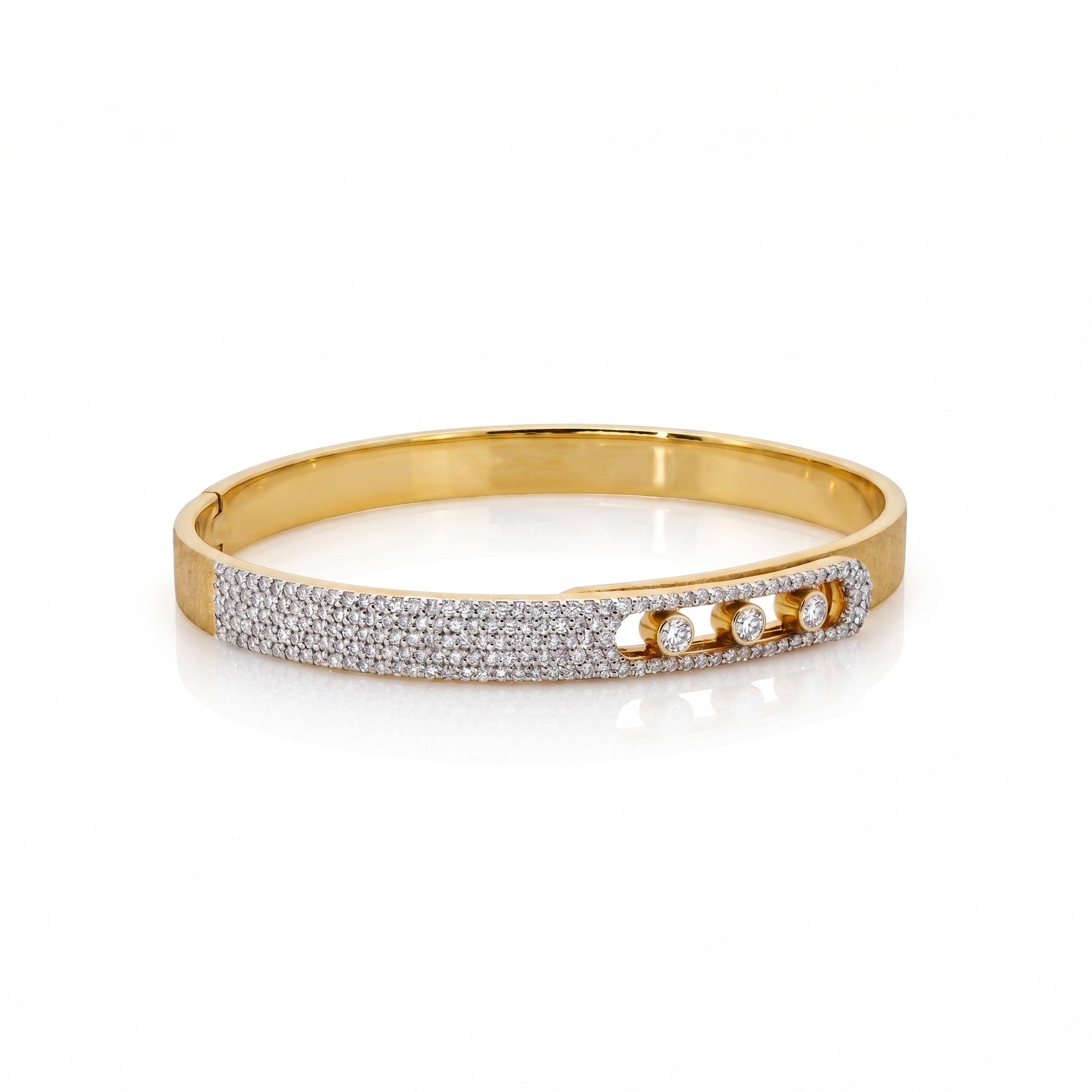 Trois Moissanite Bangle — 925 Silver, Gold Plated
