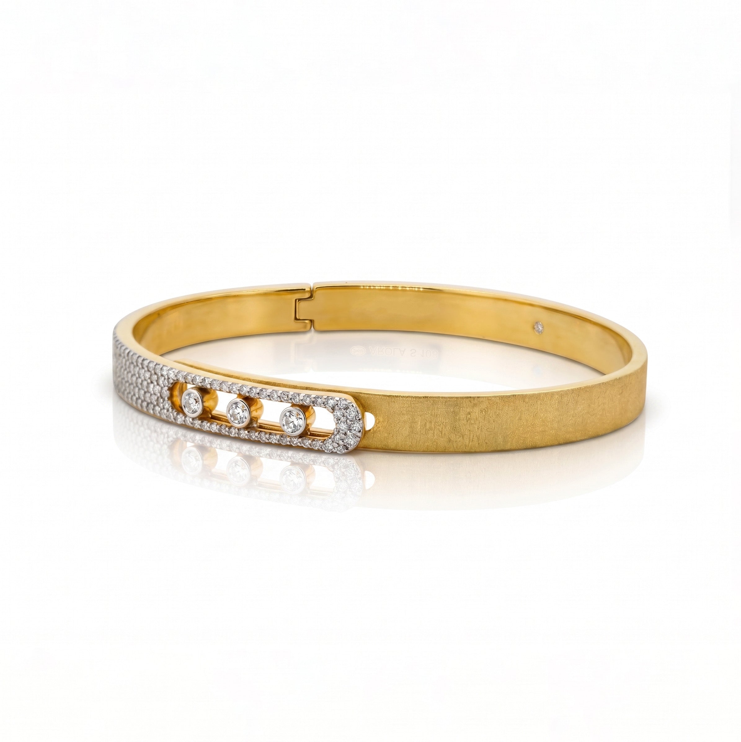 Trois Moissanite Bangle — 925 Silver, Gold Plated