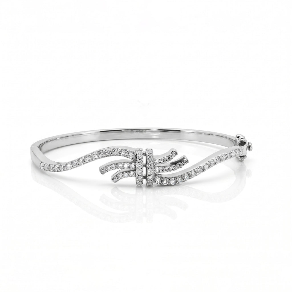 Ribbon Cascade Moissanite Bangle in 925 Sterling Silver & Gold Vermeil