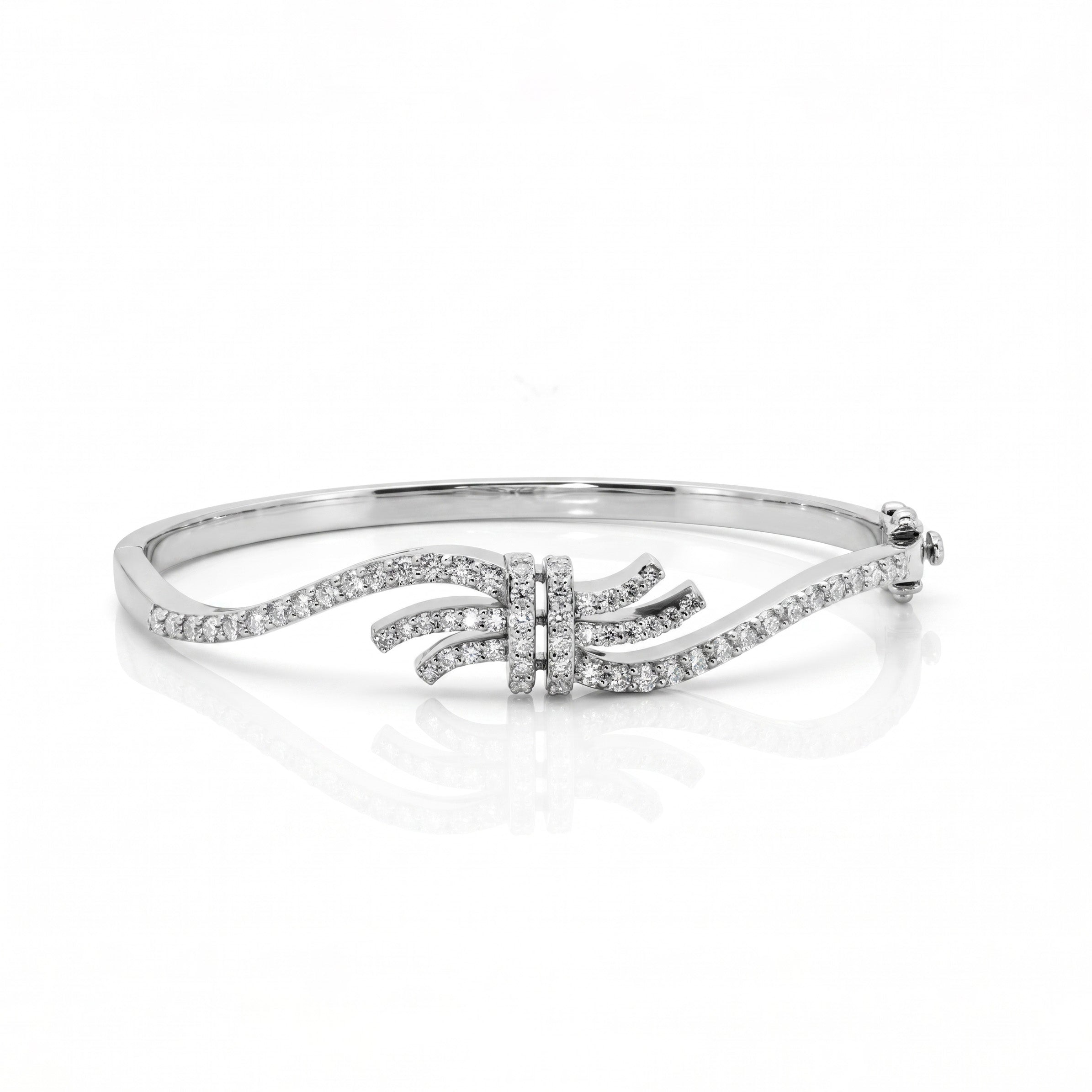 Ribbon Cascade Moissanite Bangle in 925 Sterling Silver & Gold Vermeil