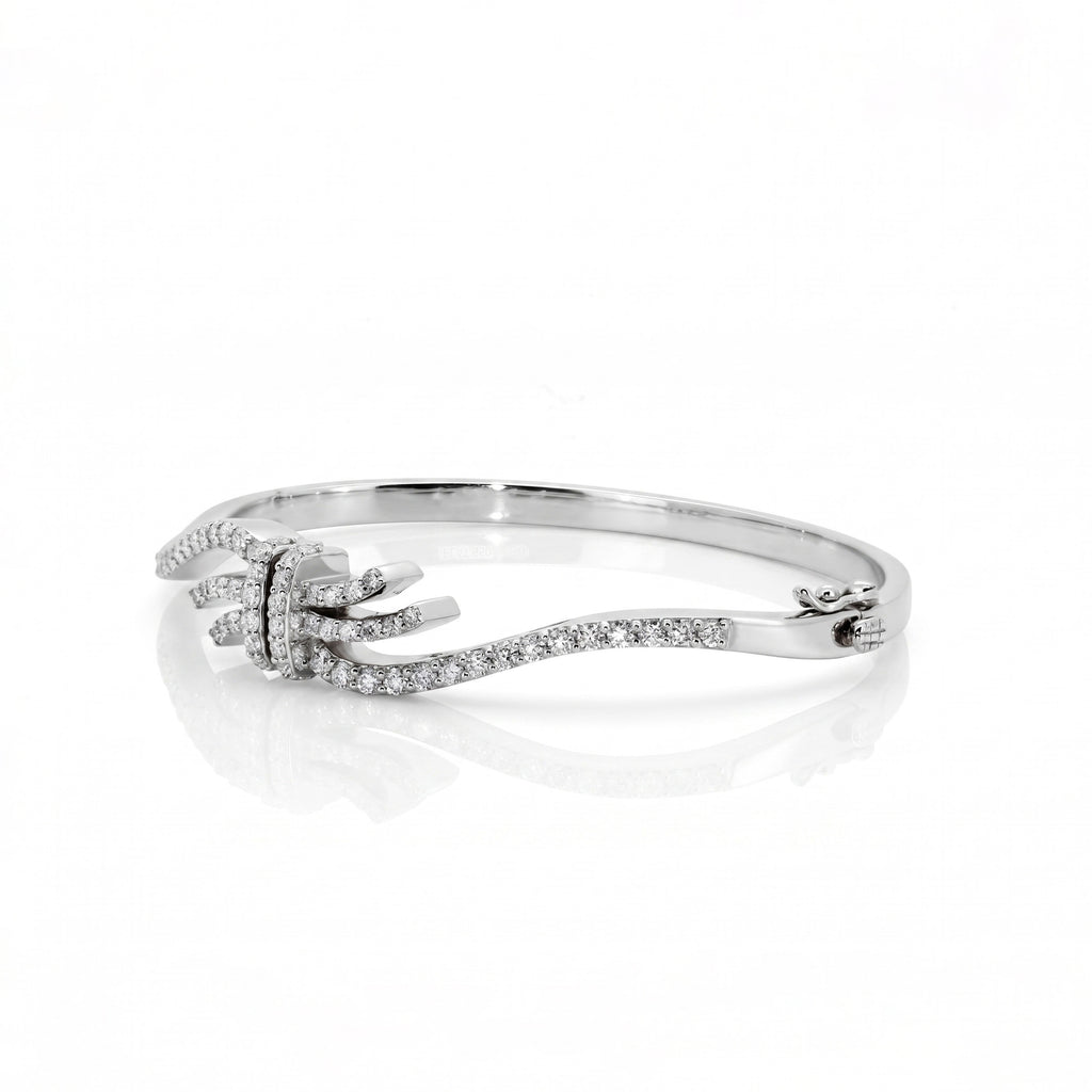 Ribbon Cascade Moissanite Bangle in 925 Sterling Silver & Gold Vermeil