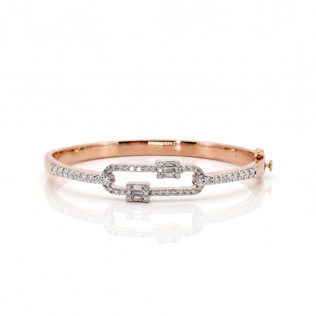 Lumière Chain-Link Bangle | 925 Silver | Rose Gold Vermeil | Moissanite
