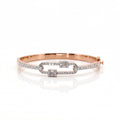 Lumière Chain-Link Bangle | 925 Silver | Rose Gold Vermeil | Moissanite