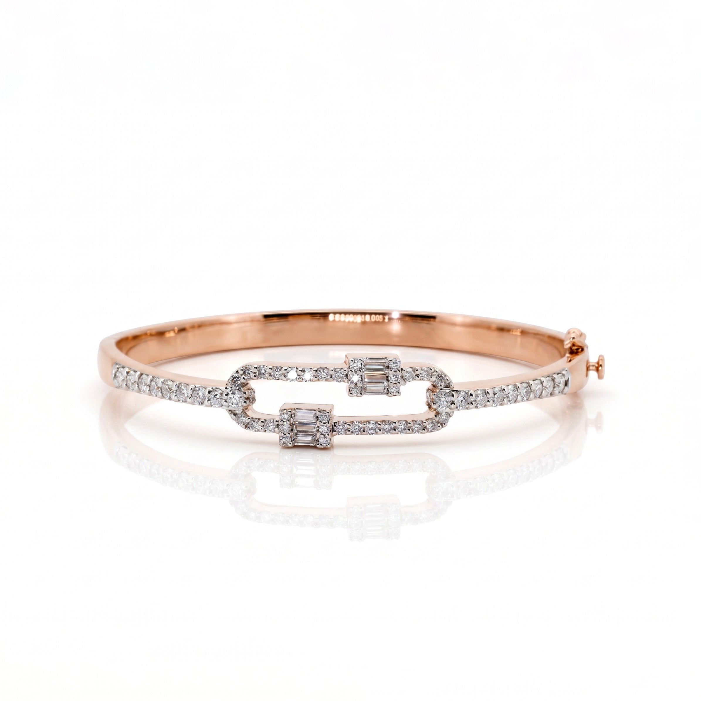 Lumière Chain-Link Bangle | 925 Silver | Rose Gold Vermeil | Moissanite
