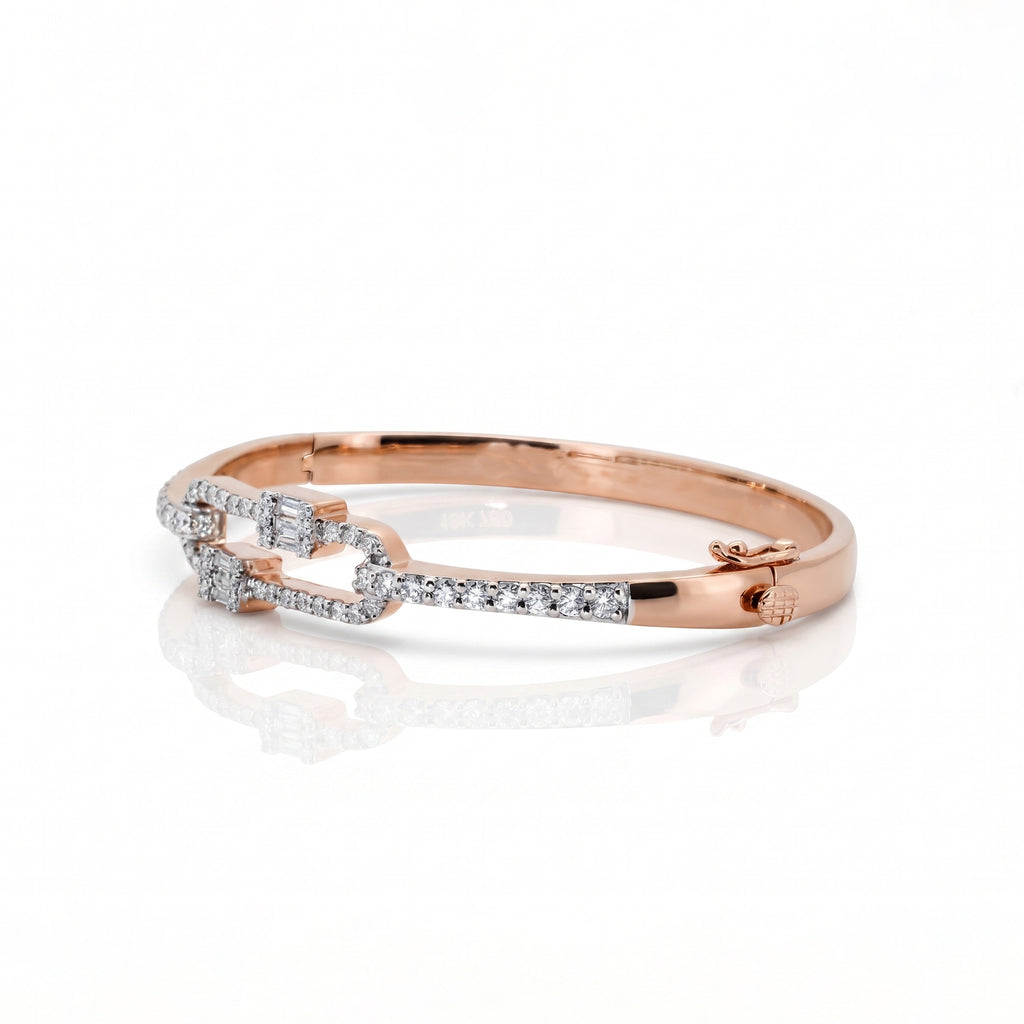 Lumière Chain-Link Bangle | 925 Silver | Rose Gold Vermeil | Moissanite