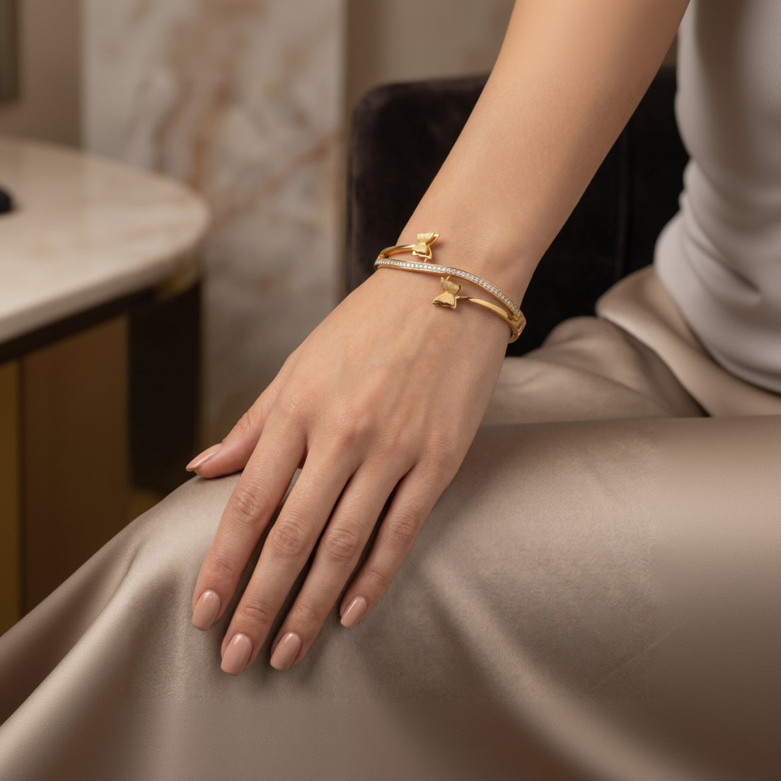 Diamond bracelet worn by a lady