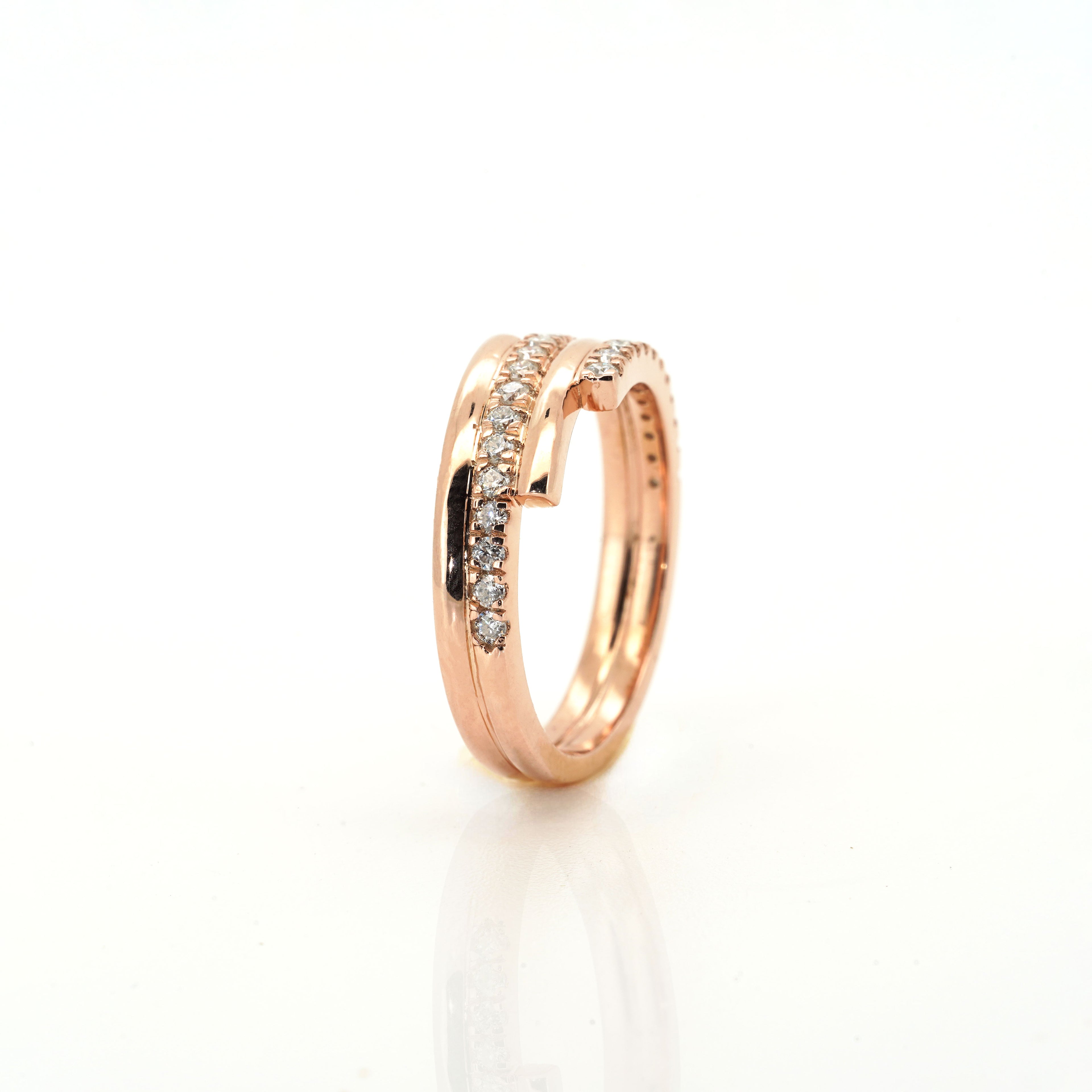 Lumière Bypass Band — 925 Silver & Moissanite Diamond Ring